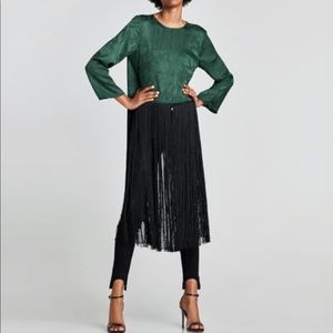 Zara Jacquard Top With Long Fringe